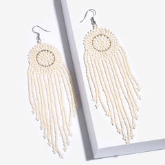 Beaded Tassel Drop Earrings