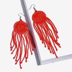 Beaded Tassel Drop Earrings