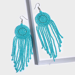 Beaded Tassel Drop Earrings