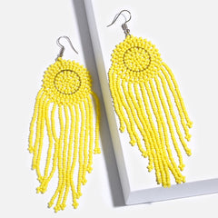 Beaded Tassel Drop Earrings