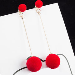 Cotton Plush Drop Post Earrings