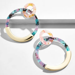 Leopard Print Acrylic Half Round Post Hoop Earrings