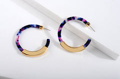 Leopard Print Acrylic Half Round Post Hoop Earrings