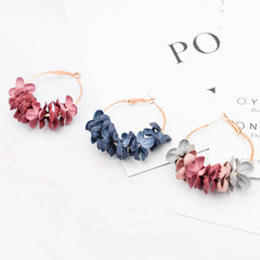 Bohemian Cotton Flower Petal Hoop Earrings