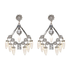 Pearl and Gem Large Chandelier Drop Earrings