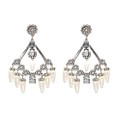 Pearl and Gem Large Chandelier Drop Earrings