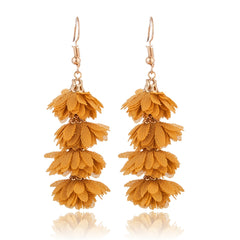 Fringy Colored Pom Pom Stacked Drop Earrings