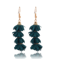 Fringy Colored Pom Pom Stacked Drop Earrings