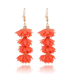 Fringy Colored Pom Pom Stacked Drop Earrings