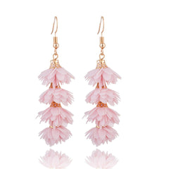 Fringy Colored Pom Pom Stacked Drop Earrings