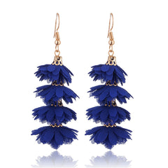 Fringy Colored Pom Pom Stacked Drop Earrings