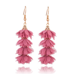 Fringy Colored Pom Pom Stacked Drop Earrings