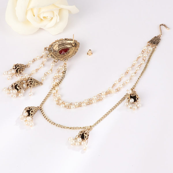 Indian Headdress Earrings WIth Ruby Charms