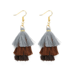 Bohemian Layered Fringed Tassel Drop Stacked Earrings