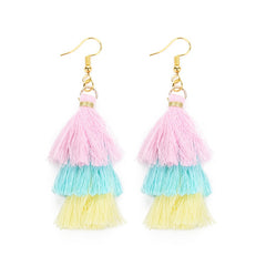 Bohemian Layered Fringed Tassel Drop Stacked Earrings