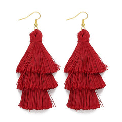 Bohemian Layered Fringed Tassel Drop Stacked Earrings