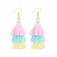 Bohemian Layered Fringed Tassel Drop Stacked Earrings