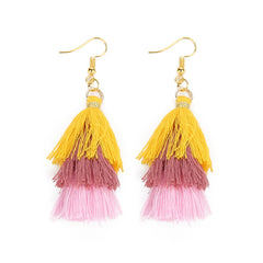 Bohemian Layered Fringed Tassel Drop Stacked Earrings