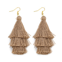 Bohemian Layered Fringed Tassel Drop Stacked Earrings