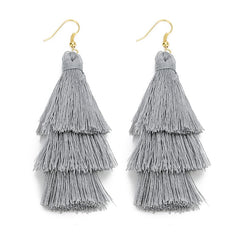 Bohemian Layered Fringed Tassel Drop Stacked Earrings