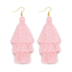 Bohemian Layered Fringed Tassel Drop Stacked Earrings