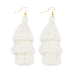 Bohemian Layered Fringed Tassel Drop Stacked Earrings