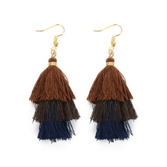 Bohemian Layered Fringed Tassel Drop Stacked Earrings