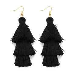 Bohemian Layered Fringed Tassel Drop Stacked Earrings