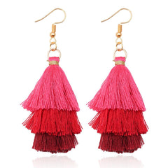 Bohemian Layered Fringed Tassel Drop Stacked Earrings