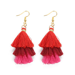 Bohemian Layered Fringed Tassel Drop Stacked Earrings