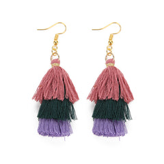 Bohemian Layered Fringed Tassel Drop Stacked Earrings