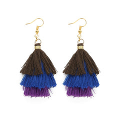 Bohemian Layered Fringed Tassel Drop Stacked Earrings