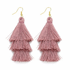 Bohemian Layered Fringed Tassel Drop Stacked Earrings