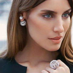 Cubic Zirconia Rounded Ring and Earrings