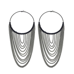 Long Circular Tassel Chain Drop Earrings
