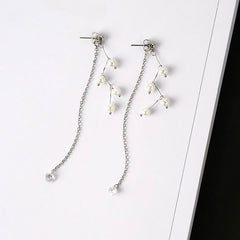 Long Drop Pearl Tassel Earrings