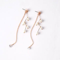 Long Drop Pearl Tassel Earrings