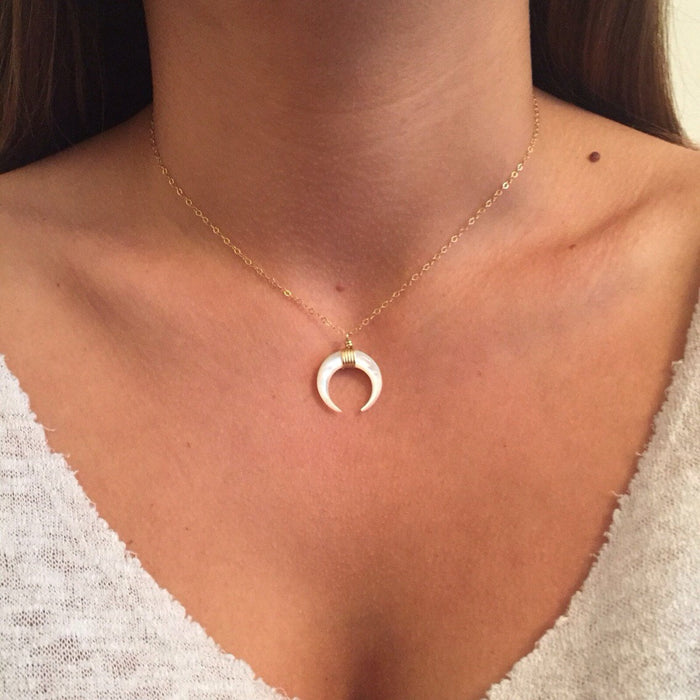 Ivory Crescent Moon Necklace