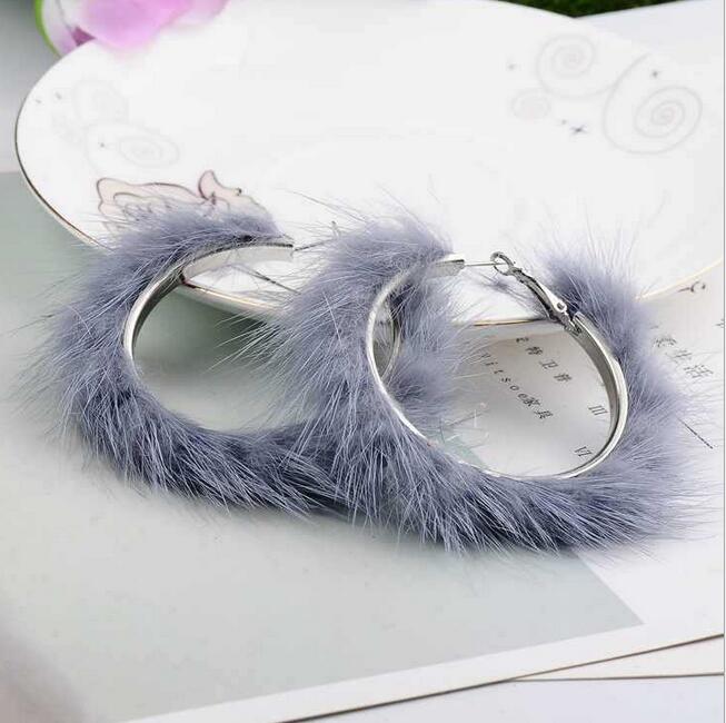 Mink Fur Hoop Earrings