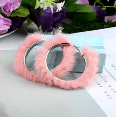 Mink Fur Hoop Earrings