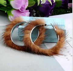 Mink Fur Hoop Earrings