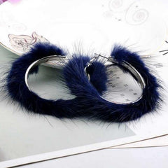 Mink Fur Hoop Earrings