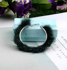 Mink Fur Hoop Earrings