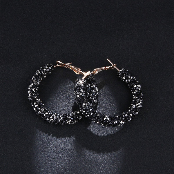 Rhinestone Covered Hoop Post Earrings