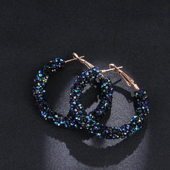 Rhinestone Covered Hoop Post Earrings