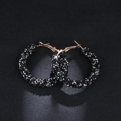 Rhinestone Covered Hoop Post Earrings