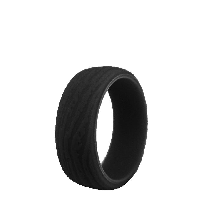Men's 8.7mm Tree Bark Grain Silicone Ring