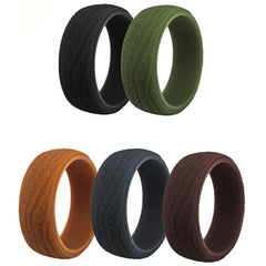 Men's 8.7mm Tree Bark Grain Silicone Ring