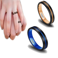 Unisex 4mm Black with Gold Inlay Tungsten Carbide Ring