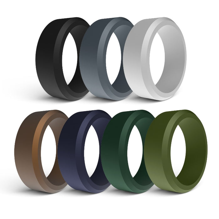 Men's Classic 8mm Dome Beveled Edge Silicone Ring